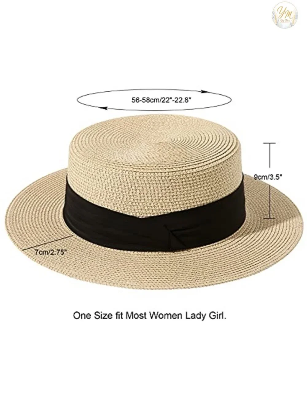 Wide Brim Straw Boater Hat Foldable Packable Beach Sun Hat
